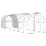 vidaXL Kurník pre kurčatá Strieborná 800 x 200 x 200 cm – Obrázok 2