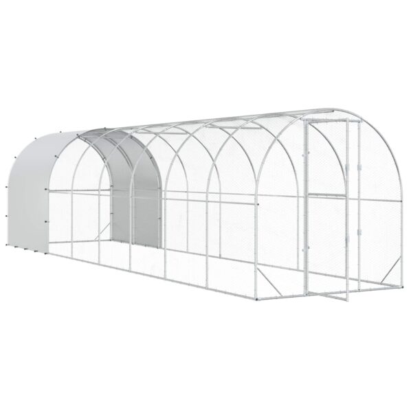 vidaXL Kurník pre kurčatá Strieborná 800 x 200 x 200 cm – Obrázok 3