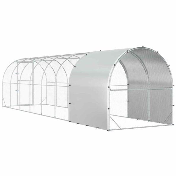 vidaXL Kurník pre kurčatá Strieborná 800 x 200 x 200 cm – Obrázok 6