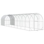 vidaXL Kurník pre kurčatá Strieborná 1000 x 200 x 200 cm – Obrázok 2