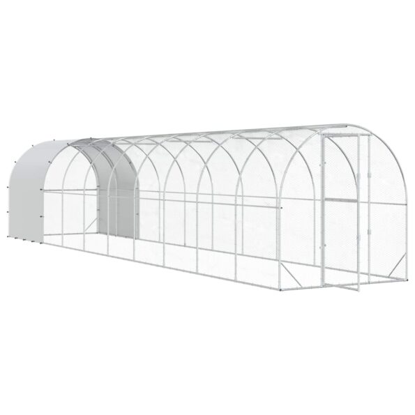 vidaXL Kurník pre kurčatá Strieborná 1000 x 200 x 200 cm – Obrázok 2