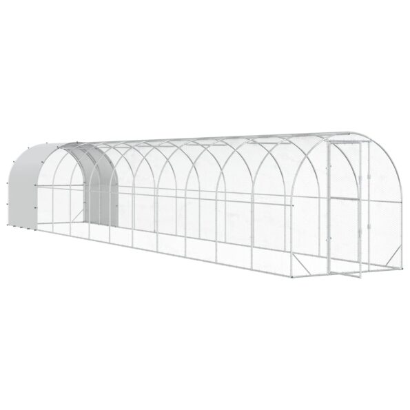 vidaXL Kurník pre kurčatá Strieborná 1200 x 200 x 200 cm – Obrázok 2