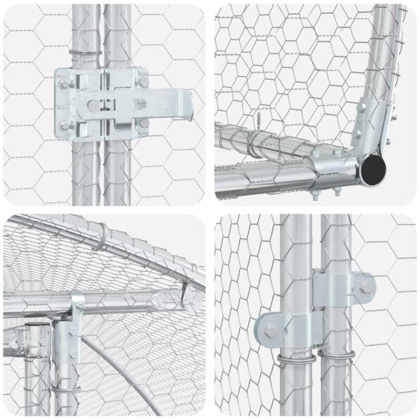 vidaXL Kurník pre kurčatá Strieborná 400 x 300 x 200 cm – Obrázok 6