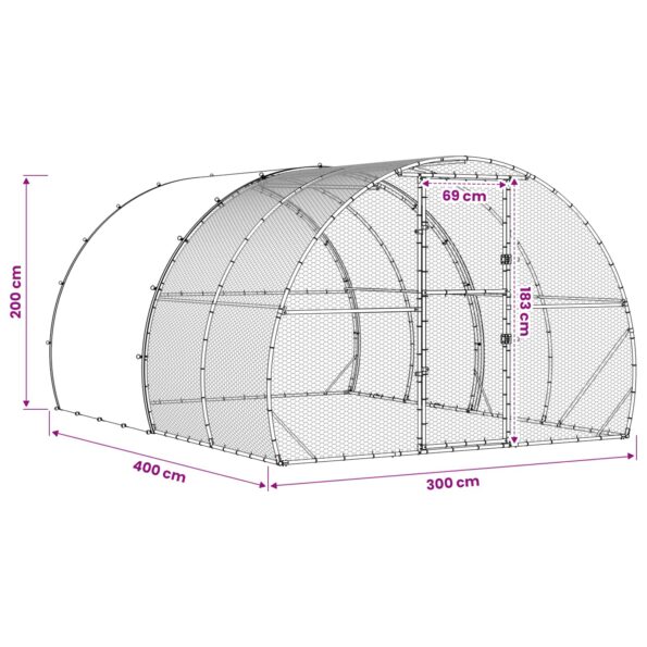 vidaXL Kurník pre kurčatá Strieborná 400 x 300 x 200 cm – Obrázok 9