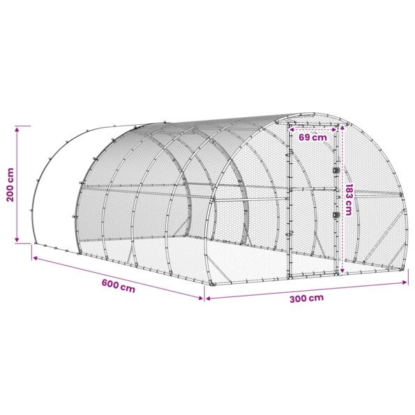 vidaXL Kurník pre kurčatá Strieborná 600 x 300 x 200 cm – Obrázok 9