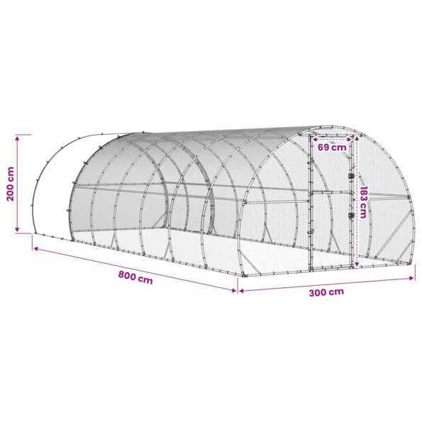 vidaXL Kurník pre kurčatá Strieborná 800 x 300 x 200 cm – Obrázok 9
