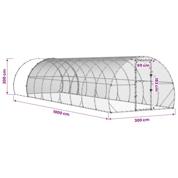 vidaXL Kurník pre kurčatá Strieborná 1000 x 300 x 200 cm – Obrázok 9