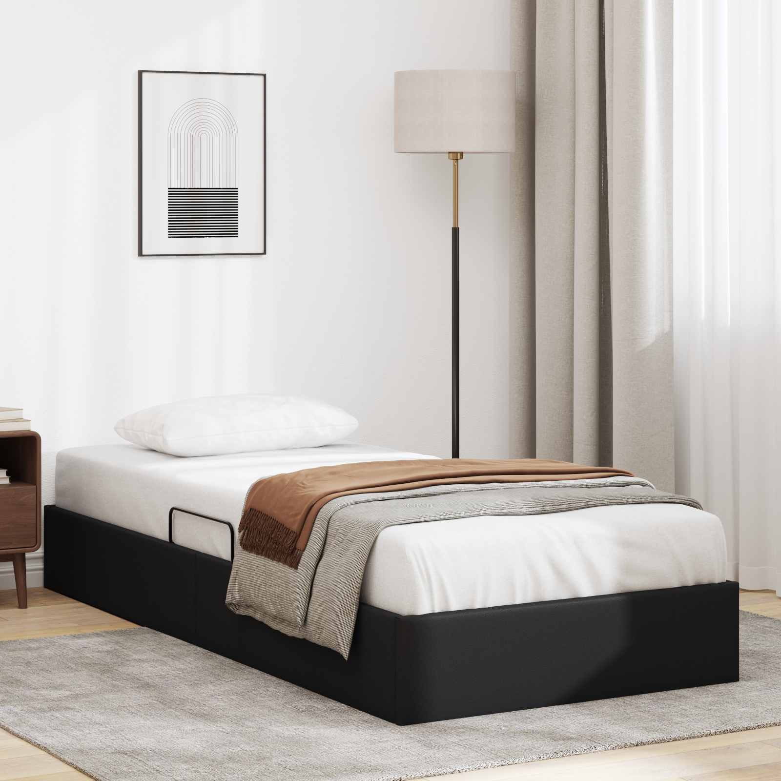 3442750_1.jpg vidaXL Otomanový posteľný rám Čierny 90 x 190 cm Umelá koža – Obrázok 1