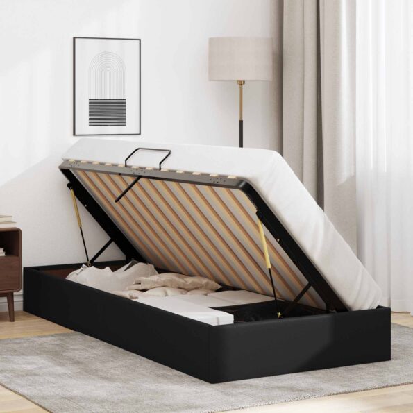 vidaXL Otomanový posteľný rám Čierny 90 x 190 cm Umelá koža – Obrázok 4