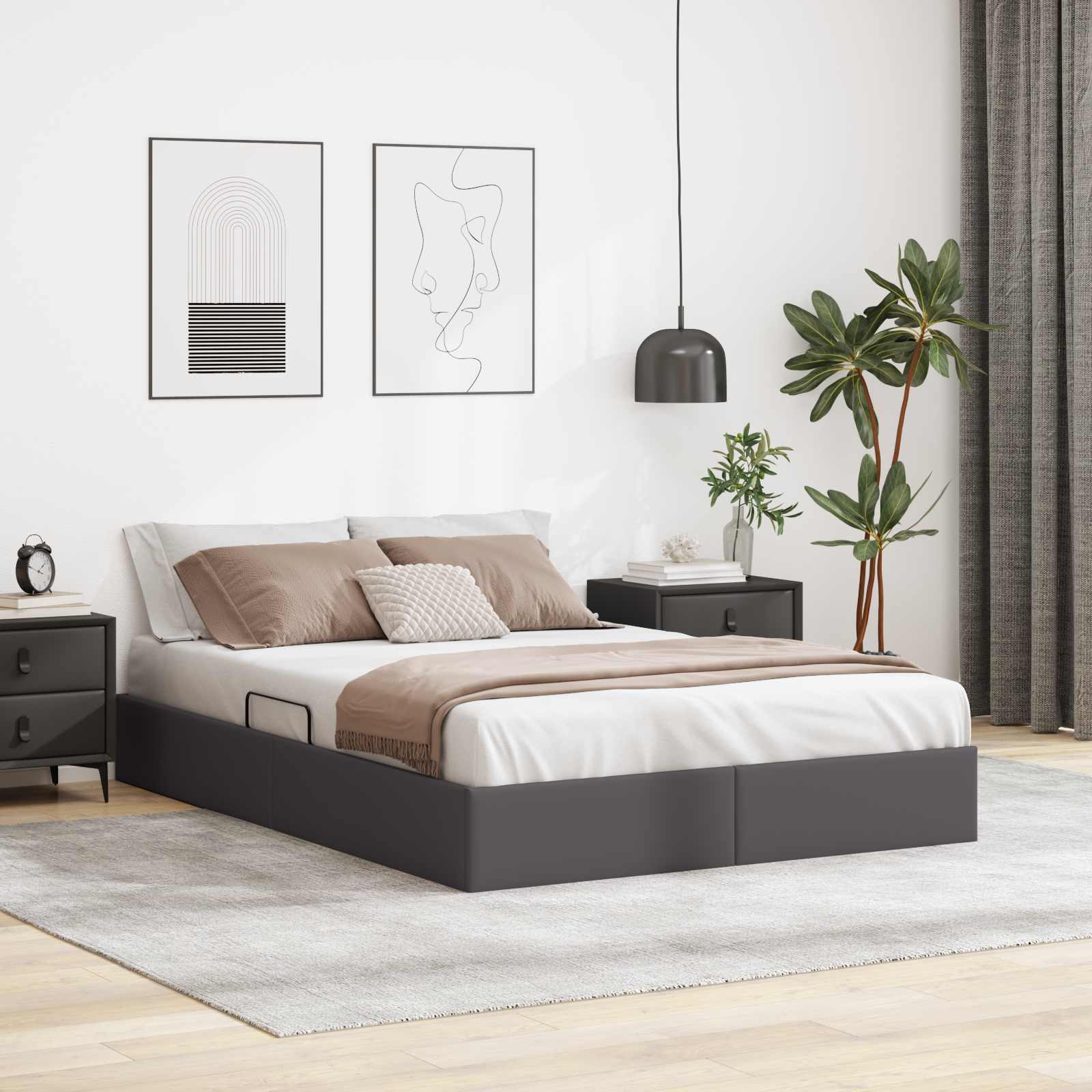 3442772_1.jpg vidaXL Otomanový posteľný rám Biely 140 x 190 cm Umelá koža – Obrázok 1