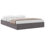 vidaXL Otomanový posteľný rám Biely 140 x 190 cm Umelá koža – Obrázok 3