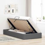 vidaXL Otomanový posteľný rám Tmavo šedá 100 x 200 cm látka – Obrázok 4