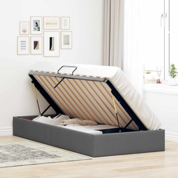 vidaXL Otomanový posteľný rám Tmavo šedá 100 x 200 cm látka – Obrázok 4