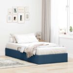 vidaXL Otomanový posteľný rám s úložiskom Modrá 100 x 200 cm látka