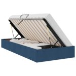 vidaXL Otomanový posteľný rám s úložiskom Modrá 100 x 200 cm látka – Obrázok 2