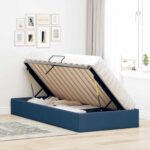 vidaXL Otomanový posteľný rám s úložiskom Modrá 100 x 200 cm látka – Obrázok 4