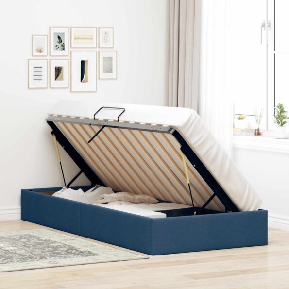 vidaXL Otomanový posteľný rám s úložiskom Modrá 100 x 200 cm látka – Obrázok 4