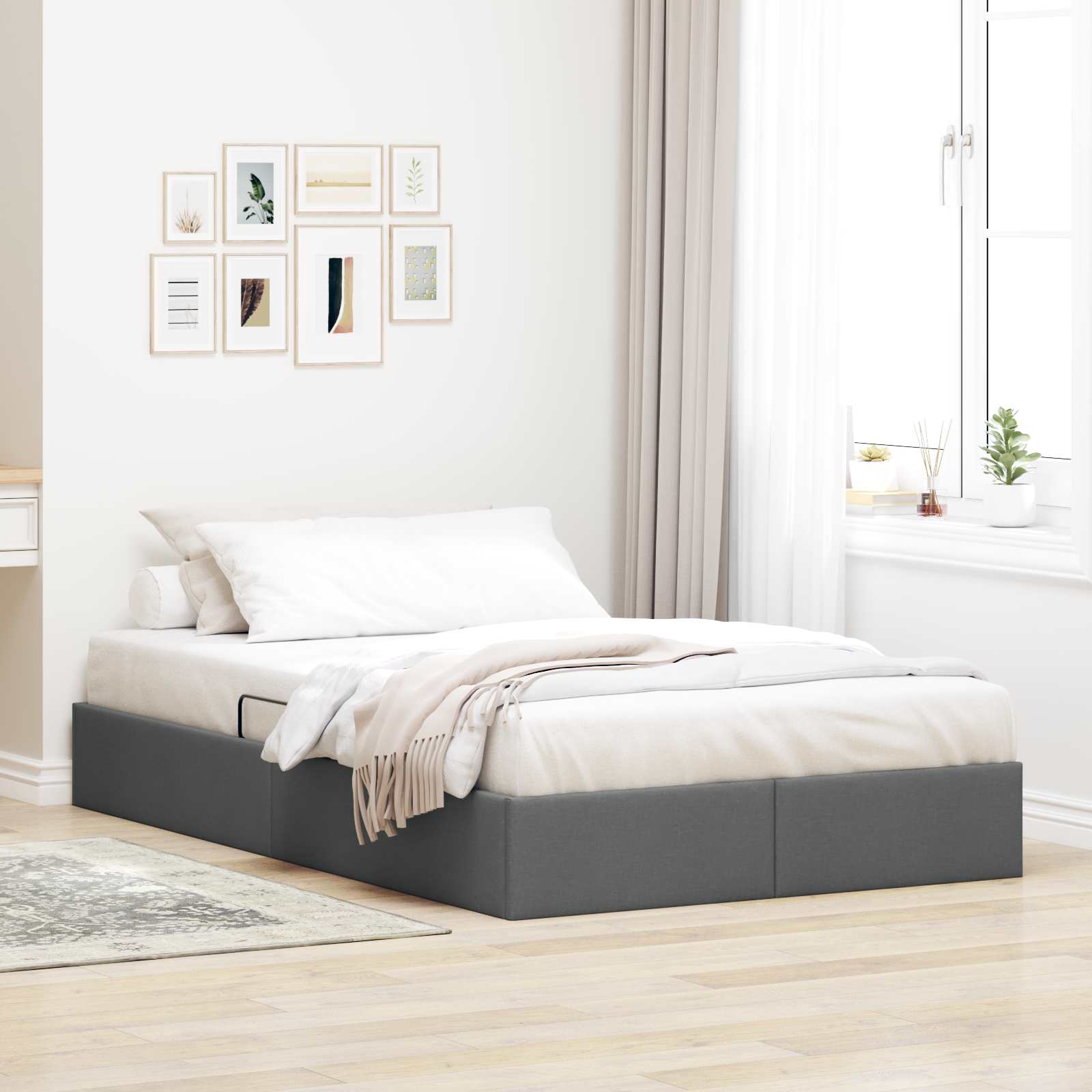 3442815_1.jpg vidaXL Otomanový posteľný rám Tmavo šedá 120 x 200 cm látka – Obrázok 1