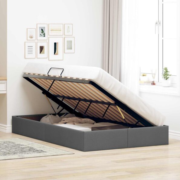 vidaXL Otomanový posteľný rám Tmavo šedá 120 x 200 cm látka – Obrázok 4