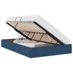 vidaXL Otomanový posteľný rám s úložiskom Modrá 120 x 200 cm látka – Obrázok 2