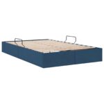 vidaXL Otomanový posteľný rám s úložiskom Modrá 120 x 200 cm látka – Obrázok 5