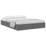 vidaXL Otomanový posteľný rám Tmavo šedá 140 x 190 cm látka – Obrázok 3