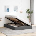 vidaXL Otomanový posteľný rám Tmavo šedá 140 x 190 cm látka – Obrázok 4