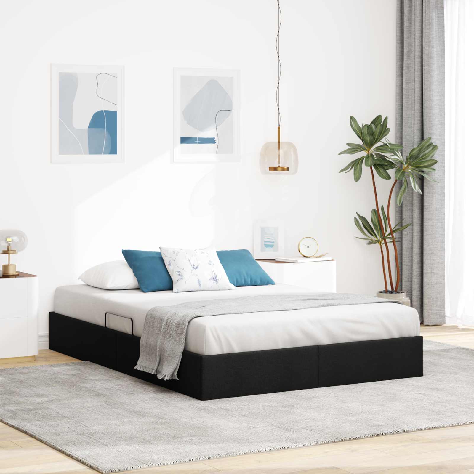 3442822_1.jpg vidaXL Otomanový posteľný rám s úložiskom Čierny 140 x 190 cm látka – Obrázok 1