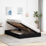 vidaXL Otomanový posteľný rám s úložiskom Čierny 140 x 190 cm látka – Obrázok 4