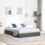 vidaXL Otomanový posteľný rám Tmavo šedá 140 x 200 cm látka