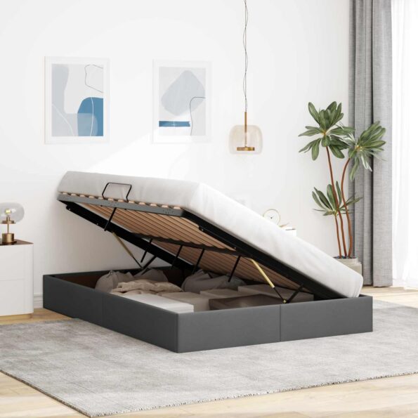 vidaXL Otomanový posteľný rám Tmavo šedá 140 x 200 cm látka – Obrázok 4