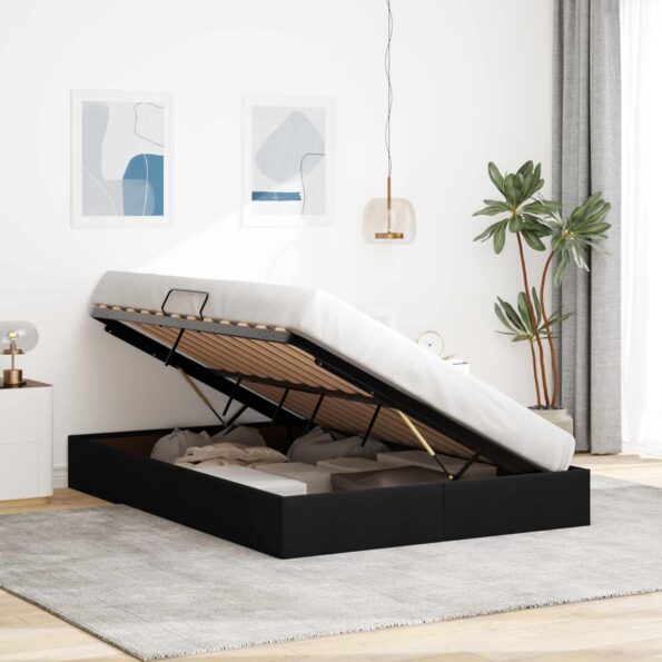 vidaXL Otomanový posteľný rám s úložiskom Čierny 140 x 200 cm látka – Obrázok 4