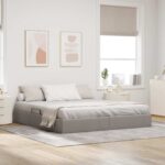 vidaXL Otomanový posteľný rám s úložiskom Sivohnedá 160 x 200 cm látka