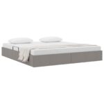 vidaXL Otomanový posteľný rám s úložiskom Sivohnedá 160 x 200 cm látka – Obrázok 3