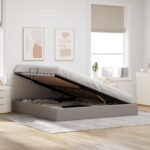 vidaXL Otomanový posteľný rám s úložiskom Sivohnedá 160 x 200 cm látka – Obrázok 4