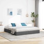 vidaXL Otomanový posteľný rám Tmavo šedá 180 x 200 cm látka