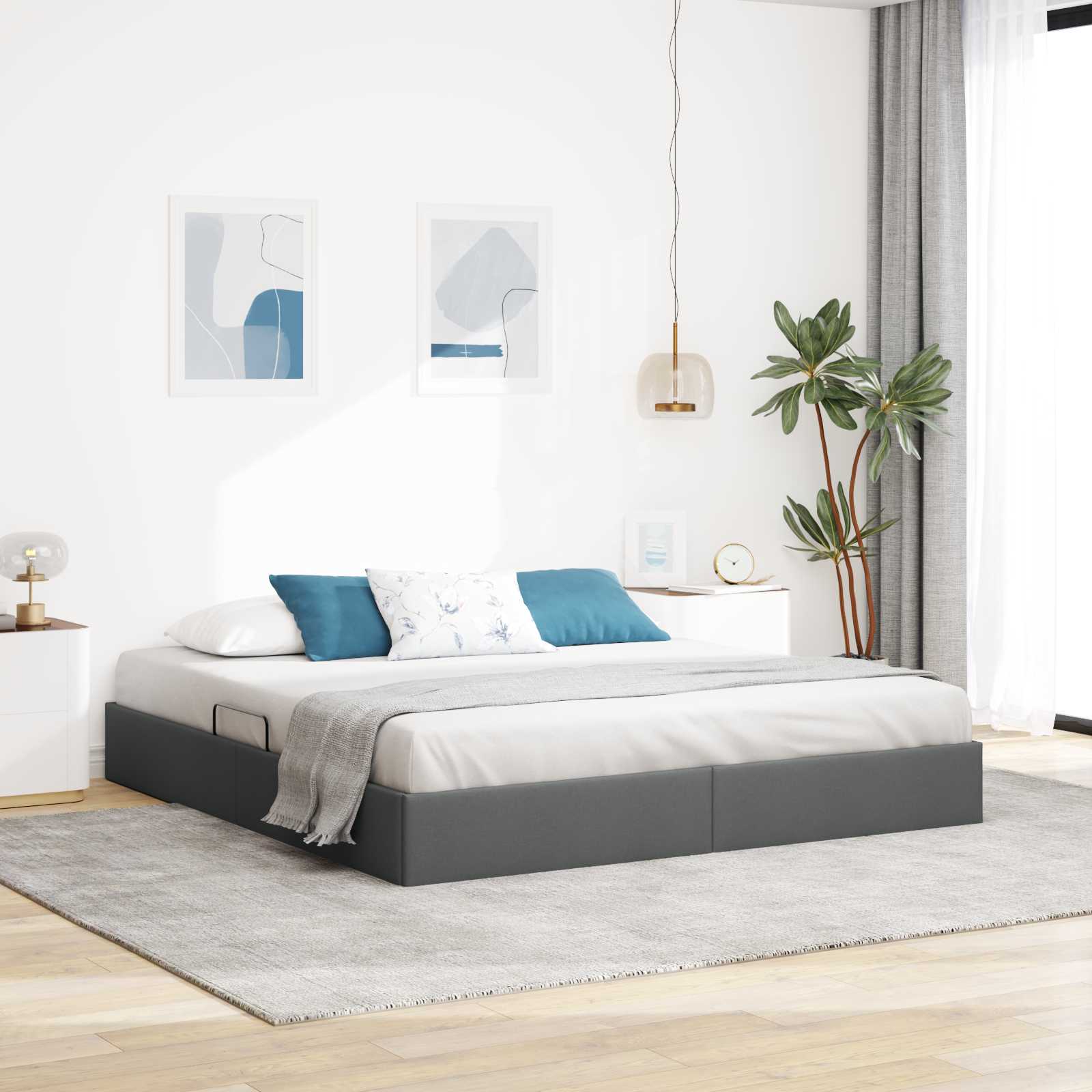 3442839_1.jpg vidaXL Otomanový posteľný rám Tmavo šedá 180 x 200 cm látka – Obrázok 1