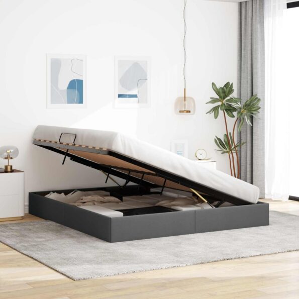 vidaXL Otomanový posteľný rám Tmavo šedá 180 x 200 cm látka – Obrázok 4