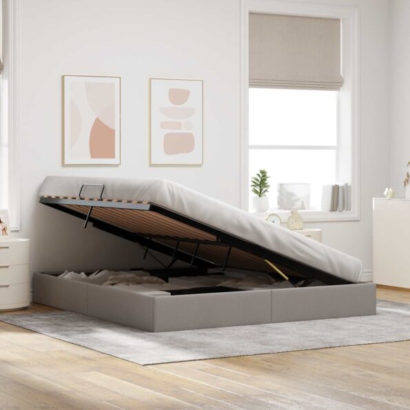 vidaXL Otomanový posteľný rám s úložiskom Sivohnedá 180 x 200 cm látka – Obrázok 4