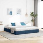 vidaXL Otomanový posteľný rám s úložiskom Modrá 180 x 200 cm látka