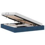 vidaXL Otomanový posteľný rám s úložiskom Modrá 180 x 200 cm látka – Obrázok 2