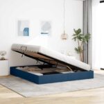 vidaXL Otomanový posteľný rám s úložiskom Modrá 180 x 200 cm látka – Obrázok 4