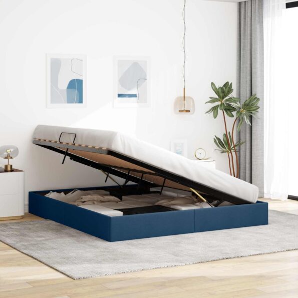 vidaXL Otomanový posteľný rám s úložiskom Modrá 180 x 200 cm látka – Obrázok 4