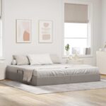 vidaXL Otomanový posteľný rám s úložiskom Sivohnedá 200 x 200 cm látka