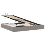 vidaXL Otomanový posteľný rám s úložiskom Sivohnedá 200 x 200 cm látka – Obrázok 2