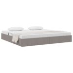 vidaXL Otomanový posteľný rám s úložiskom Sivohnedá 200 x 200 cm látka – Obrázok 3