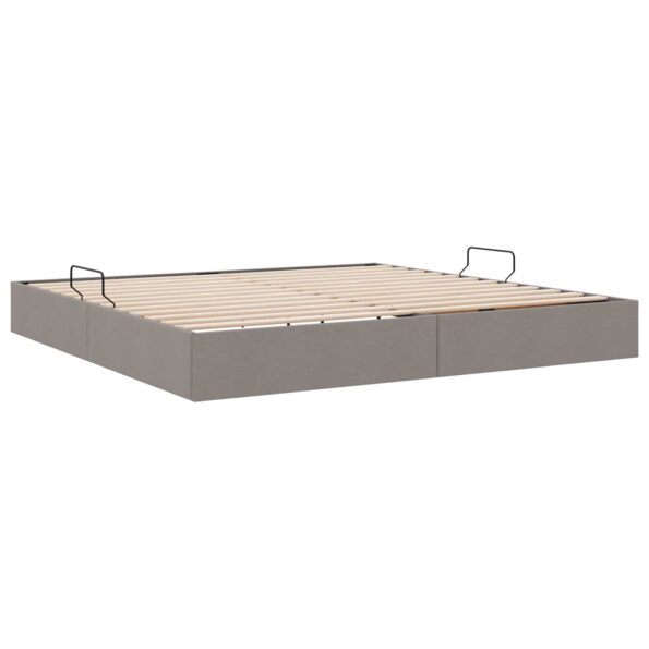 vidaXL Otomanový posteľný rám s úložiskom Sivohnedá 200 x 200 cm látka – Obrázok 5
