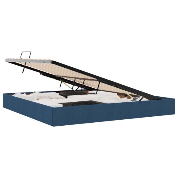vidaXL Otomanový posteľný rám s úložiskom Modrá 200 x 200 cm látka – Obrázok 2