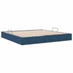 vidaXL Otomanový posteľný rám s úložiskom Modrá 200 x 200 cm látka – Obrázok 5