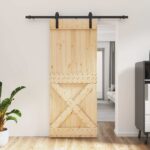 vidaXL Posuvné dvere Prírodná a čierna 85 x 210 cm